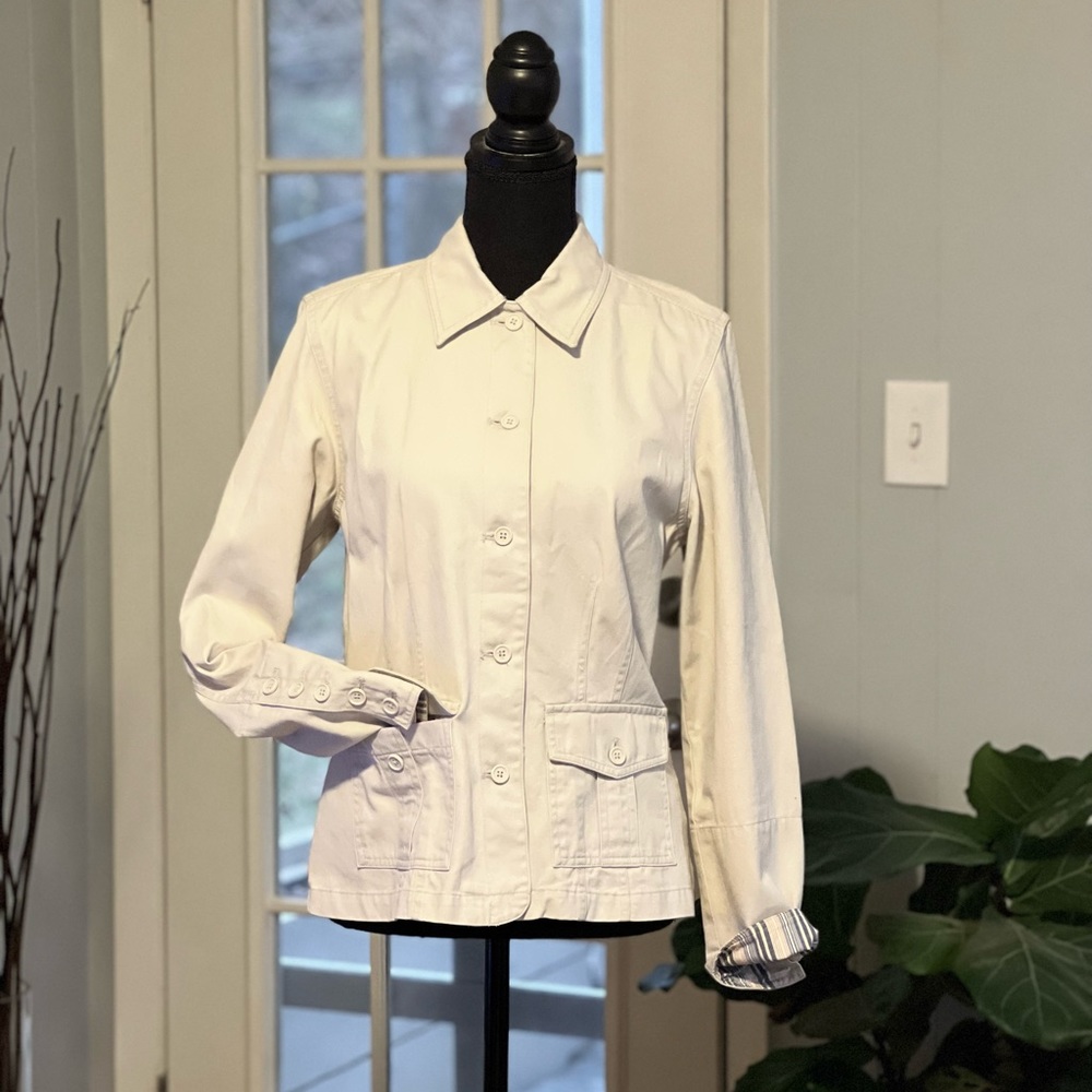 Caribbean Joe cream colored collard jacket size small